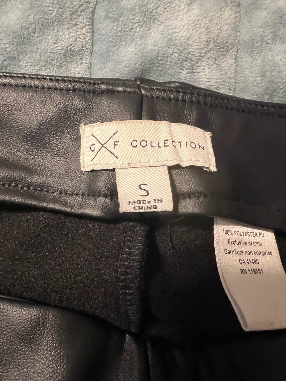 CF Collection Faux Leather Black Pants - Small